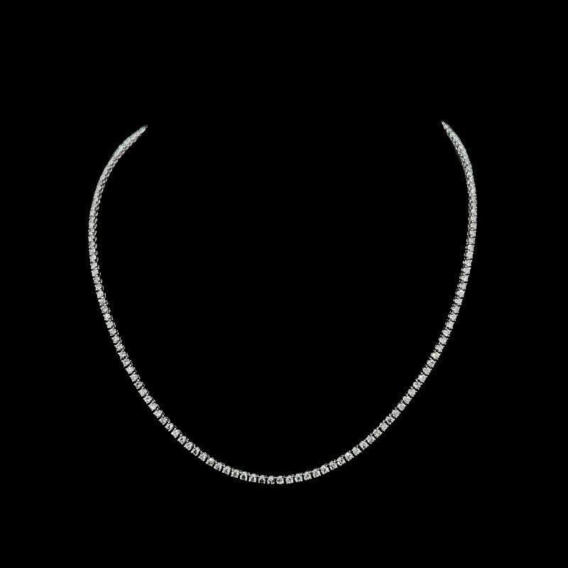 6.84 ct F/SI Round Diamond Tennis Necklace, 18K White Gold