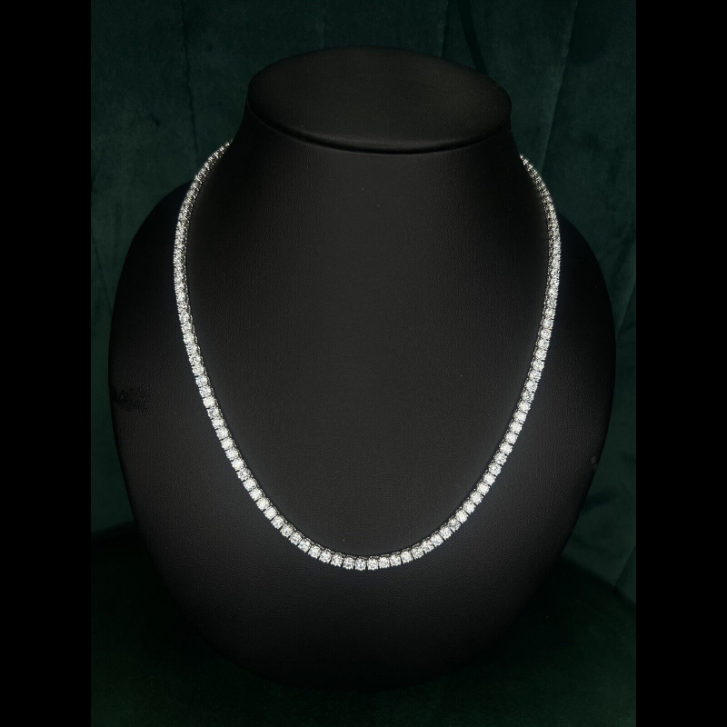 Christmas Offer - 28.99 Cts Natural Round Diamond Tennis Necklace, 18K White Gold