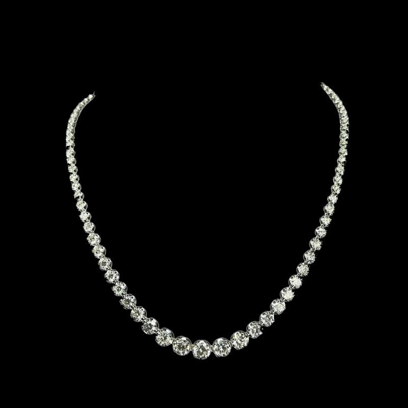 24.78 cts Diamond Tennis Necklace, 18K White Gold