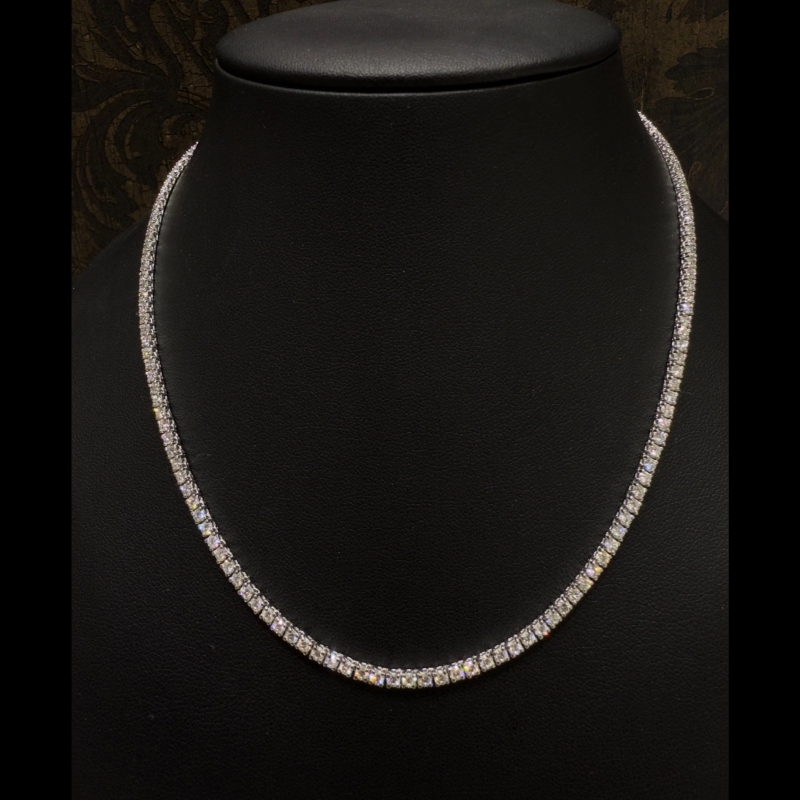 Lab Diamond Tennis Necklace 8ct D/VVS-VS Quality in 9k White Gold
