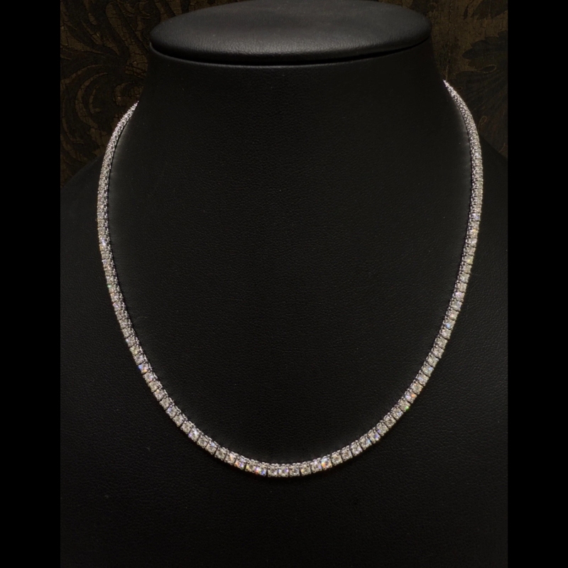 Lab Diamond Tennis Necklace 8ct D/VVS-VS Quality in 9k White Gold