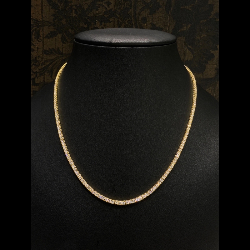 Lab Diamond Tennis Necklace 8ct D/VVS-VS Quality in 9k Yellow Gold
