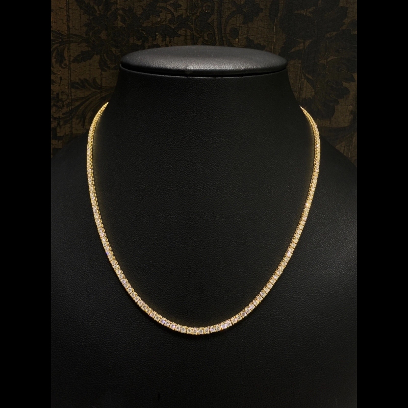 Lab Diamond Tennis Necklace 8ct D/VVS-VS Quality in 9k Yellow Gold
