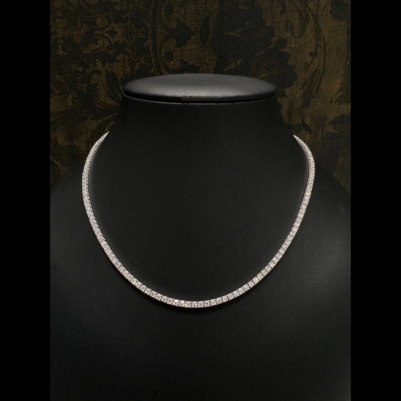 10.00ct Lab Grown Diamond Tennis Necklace In 9K White Gold - D/VVS - 4 Prong Setting.