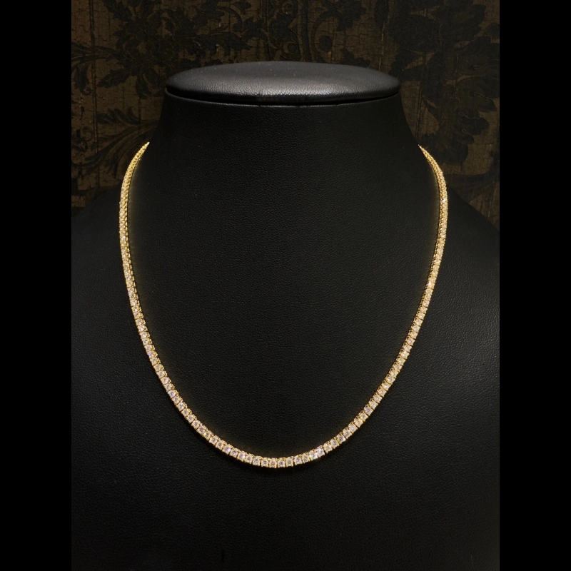 Lab Diamond Tennis Necklace 10ct D/VVS-VS Quality in 9k Yellow Gold