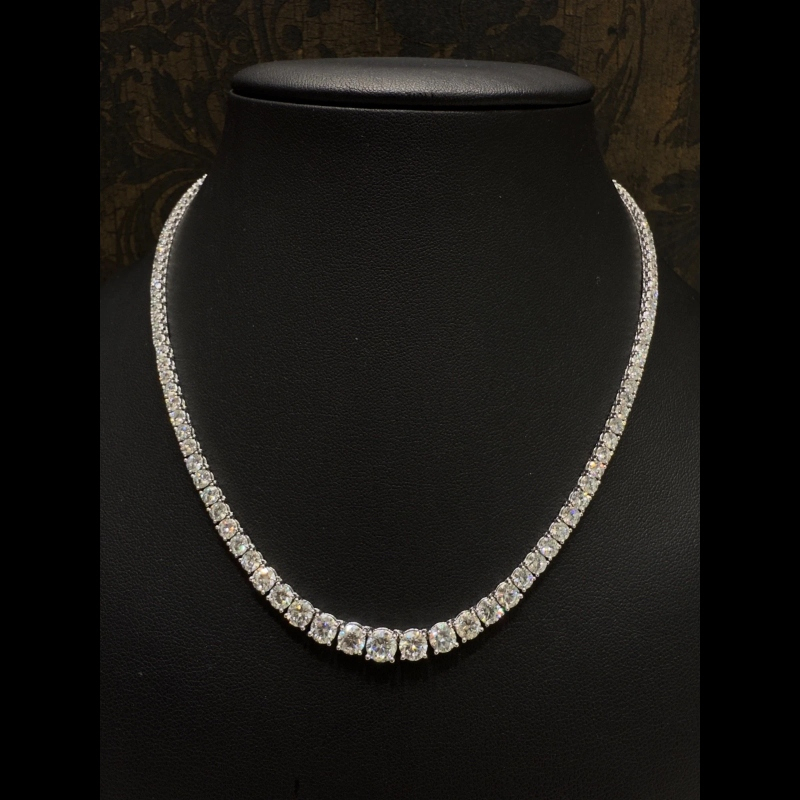 16.35 ct Lab Grown Diamond Graduated Necklace, 9k White Gold