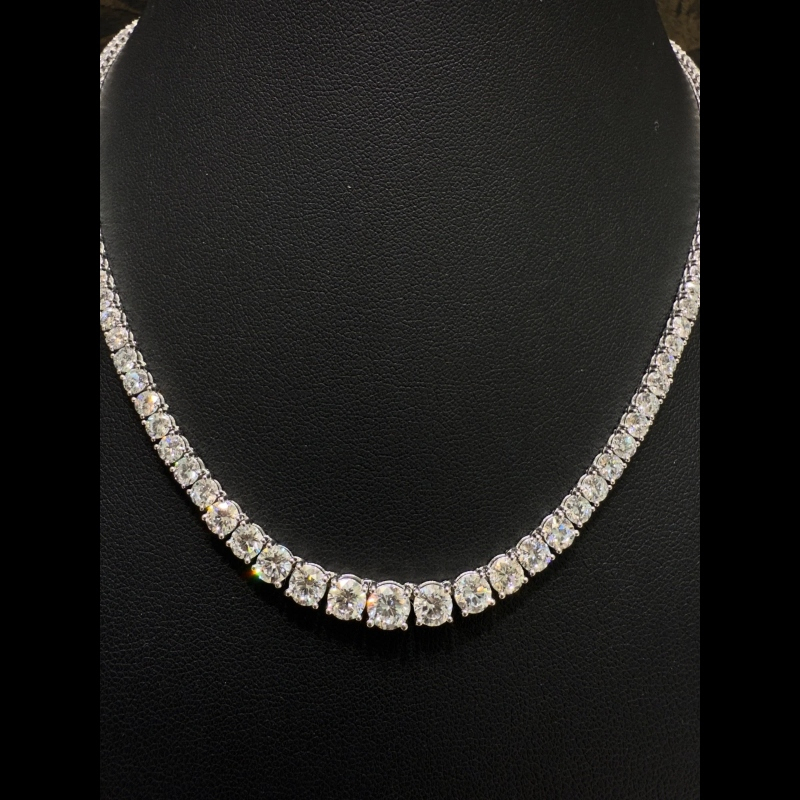 16.35 ct Lab Grown Diamond Graduated Necklace, 9k White Gold