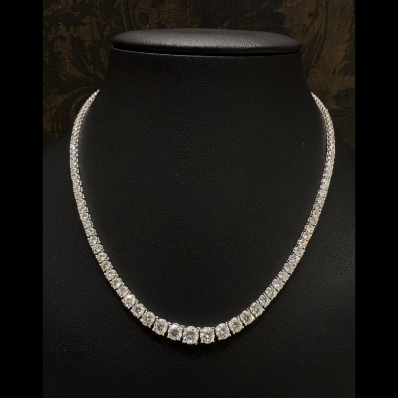 16.35 ct Lab Grown Diamond Graduated Necklace, 9k White Gold