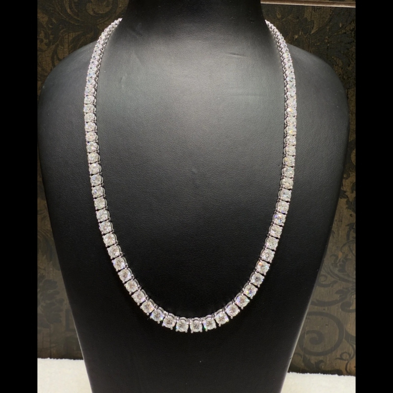 47.74 ct Lab Grown Diamond Graduated Tennis Necklace, 9k White Gold