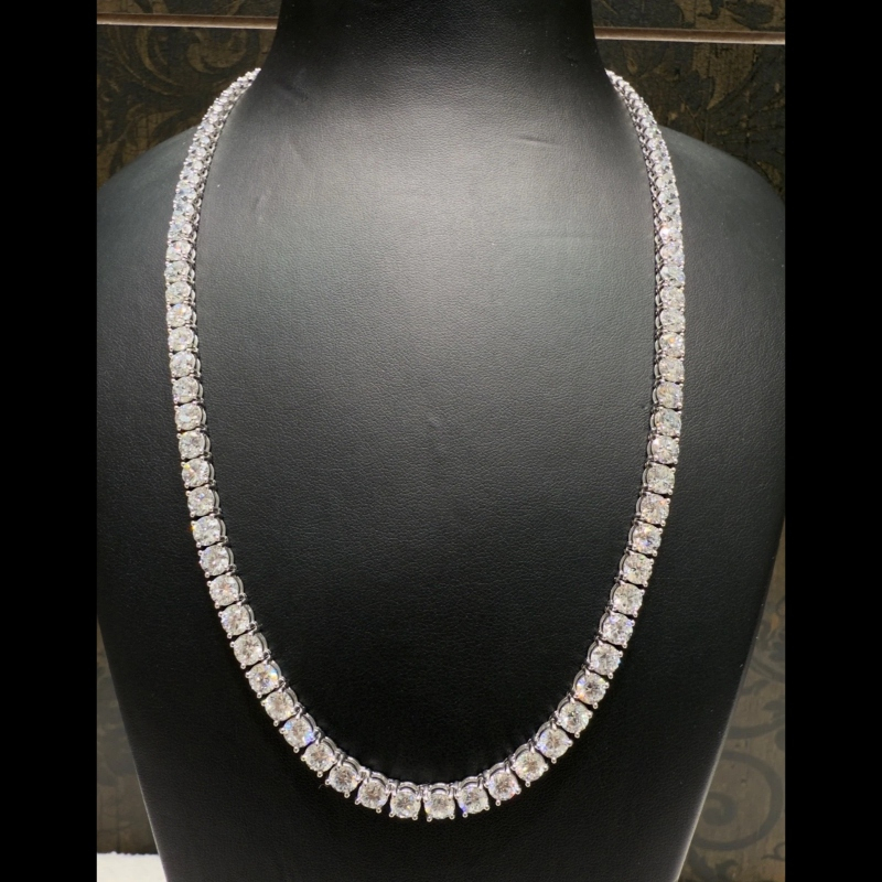 47.74 ct Lab Grown Diamond Graduated Tennis Necklace, 9k White Gold