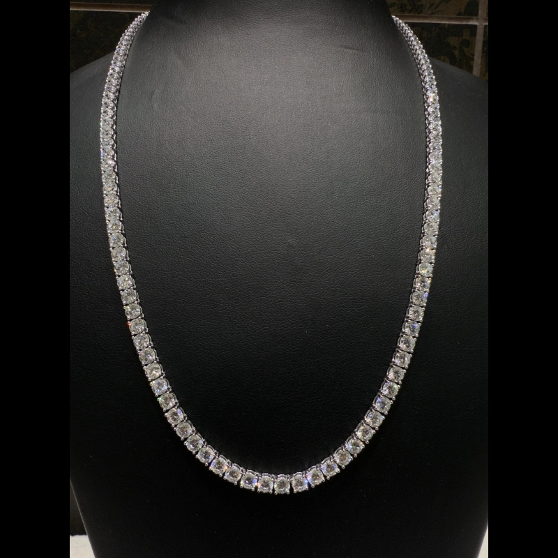 38.49ct Lab Grown Diamond Graduated Tennis Necklace, 9k White Gold