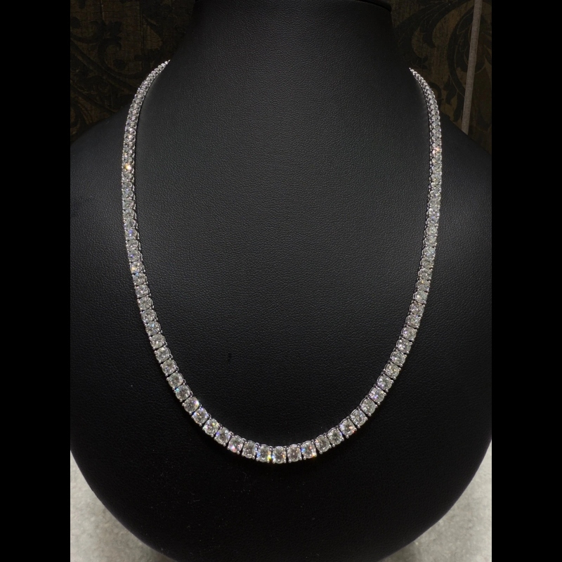 27.01ct Lab Grown Diamond Tennis Necklace, 9k White Gold