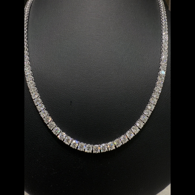 27.01ct Lab Grown Diamond Graduated Tennis Necklace, 9k White Gold