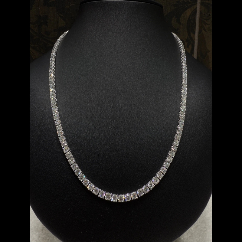 27.01ct Lab Grown Diamond Graduated Tennis Necklace, 9k White Gold