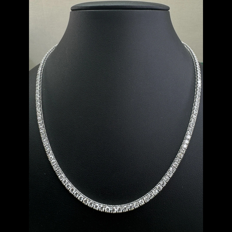 Stunning!!! 16.87ct D/VS Lab Grown Diamond Tennis Necklace, 14k White Gold
