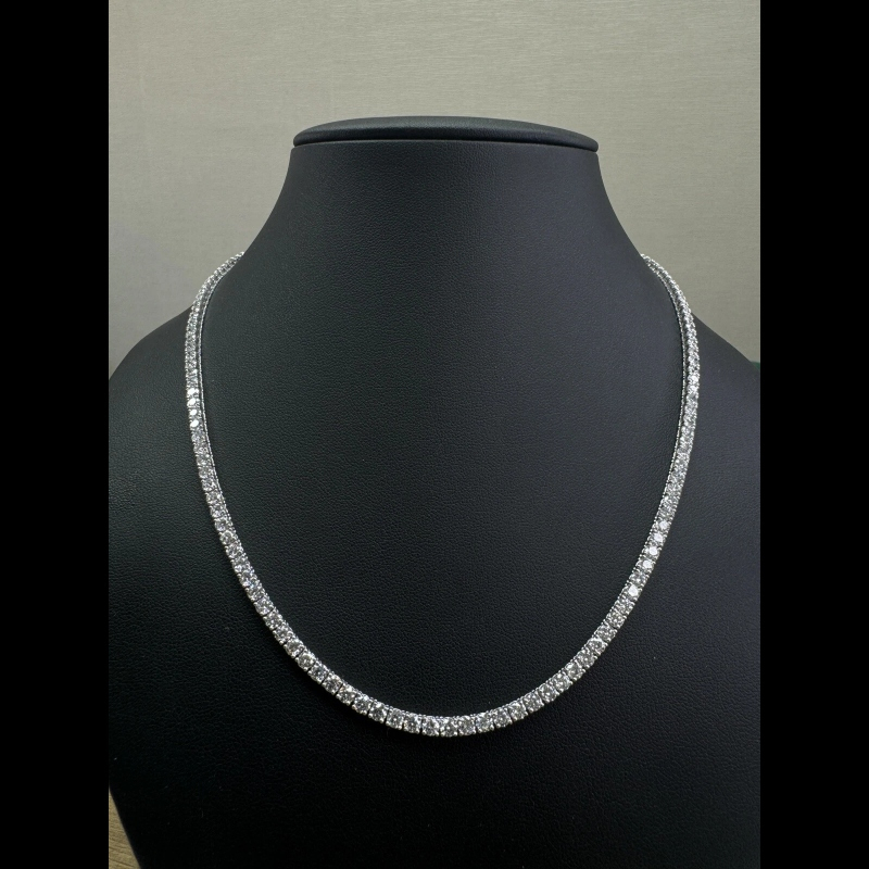Stunning!!! 16.87ct D/VS Lab Grown Diamond Tennis Necklace, 14k White Gold