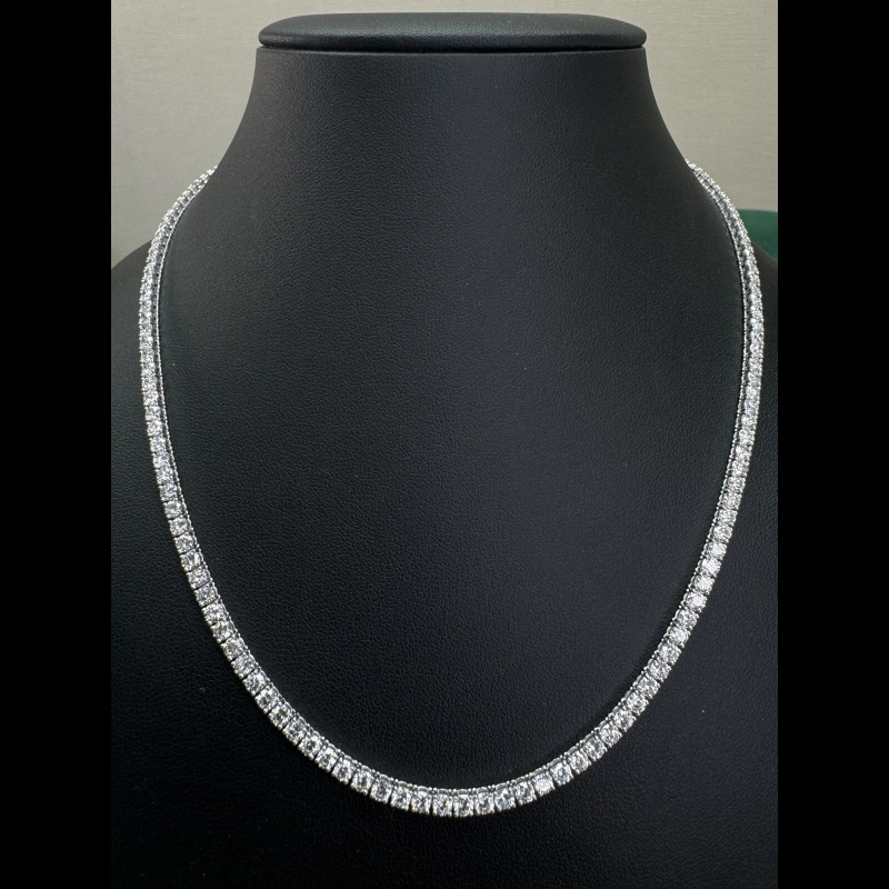 Stunning!!! 16.87ct D/VS Lab Grown Diamond Tennis Necklace, 14k White Gold
