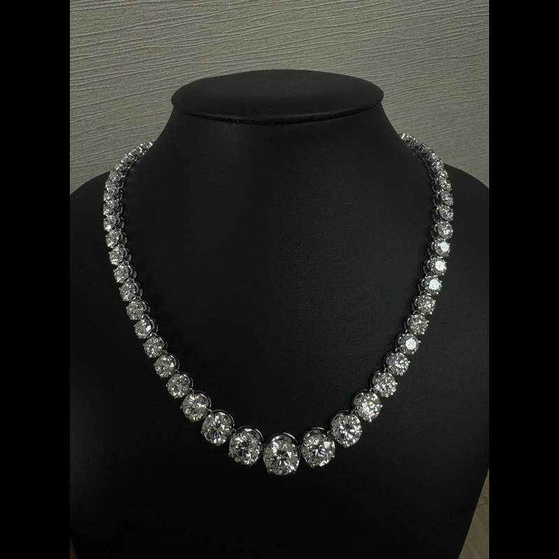 Preorder- 84.66ct D/VVS Lab Grown Diamond Graduated Necklace, 18k White Gold