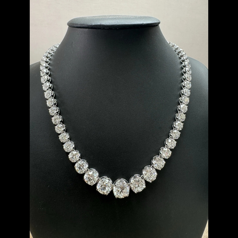 Preorder- 84.66ct D/VVS Lab Grown Diamond Graduated Necklace, 18k White Gold