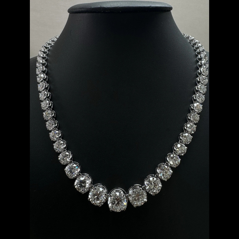 Preorder- 84.66ct D/VVS Lab Grown Diamond Graduated Necklace, 18k White Gold