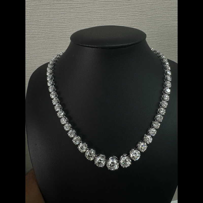 Preorder- 84.66ct D/VVS Lab Grown Diamond Graduated Necklace, 18k White Gold
