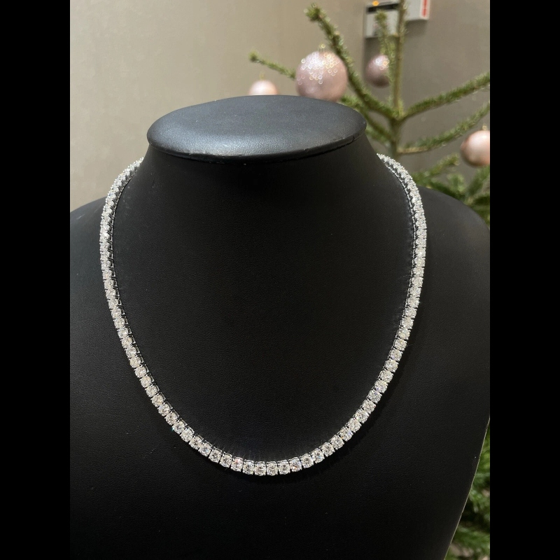 37.23ct D/VVS Lab Grown Diamond Straight Line Tennis Necklace, White Gold