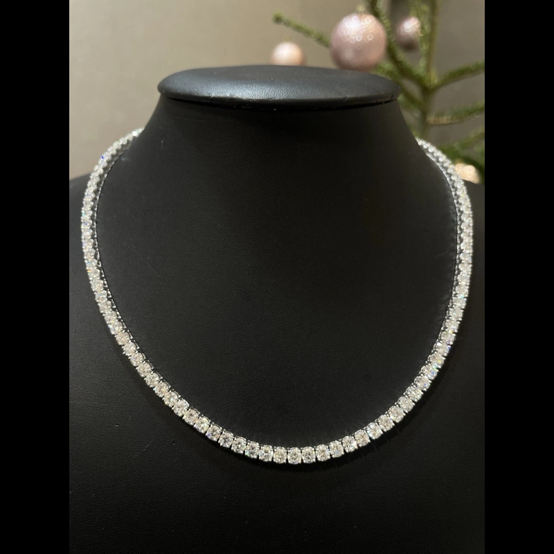 37.23ct D/VVS Lab Grown Diamond Straight Line Tennis Necklace, White Gold