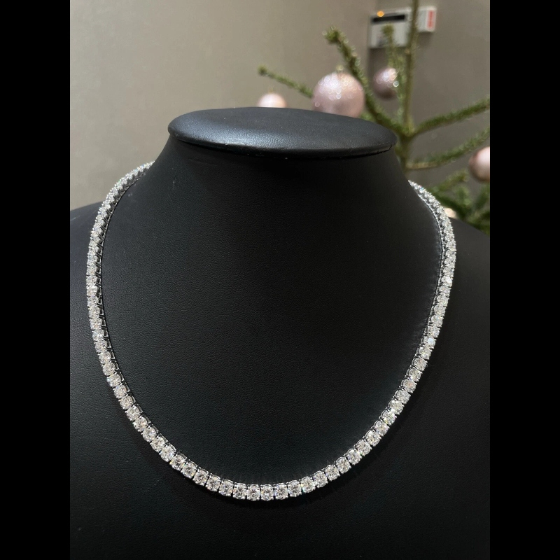 37.23ct D/VVS Lab Grown Diamond Straight Line Tennis Necklace, White Gold