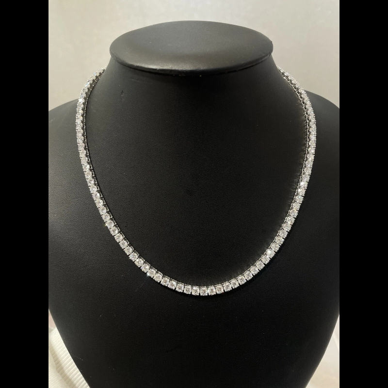37.23ct D/VVS Lab Grown Diamond Straight Line Tennis Necklace, White Gold