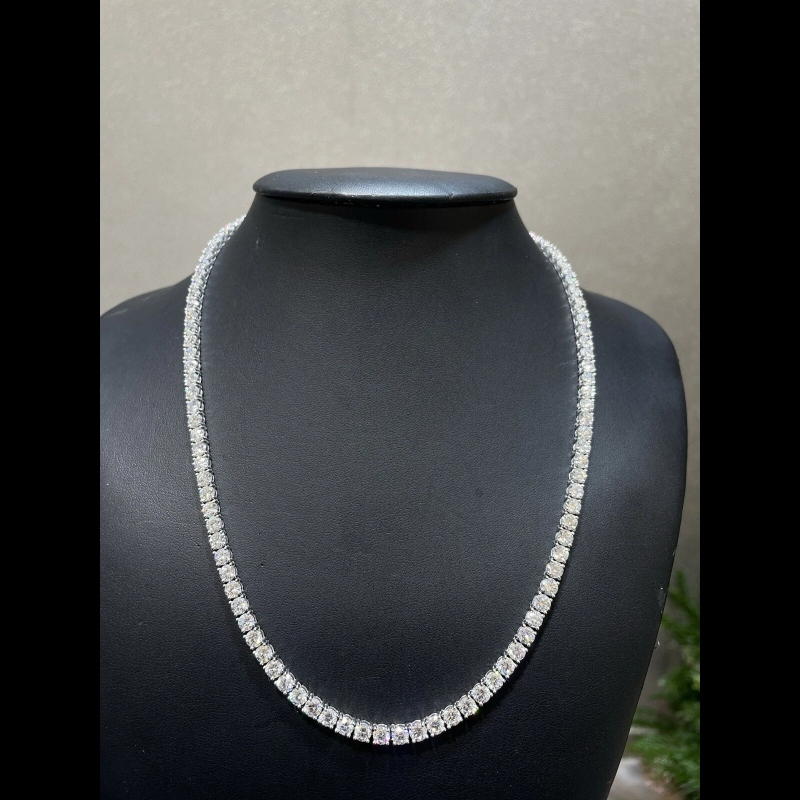 Top Quality- 27.50ct D/VVS Lab Grown Diamond Tennis Necklace, White Gold