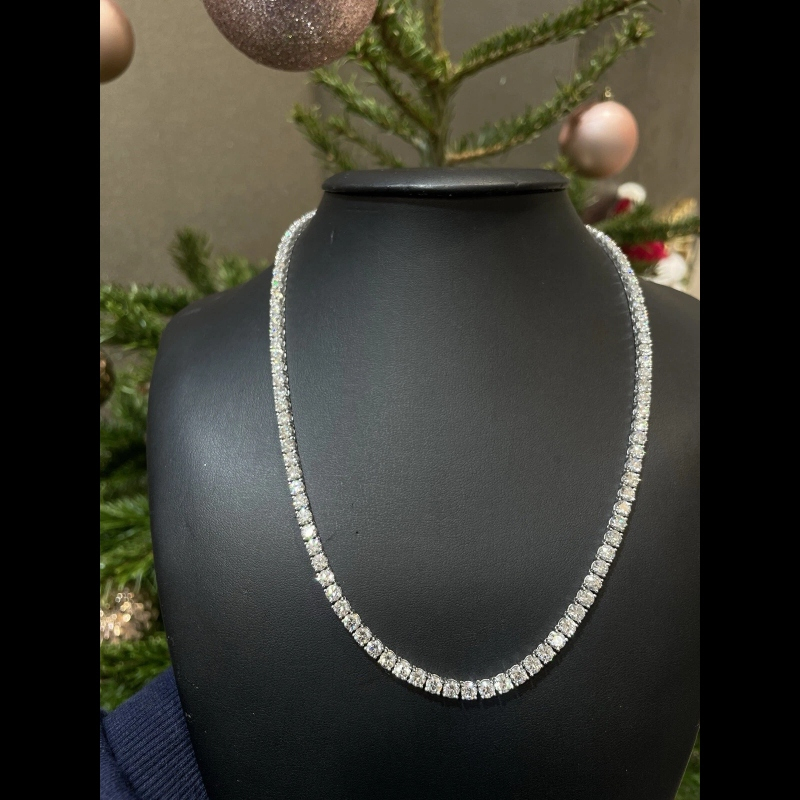 27.50ct D/VVS Lab Grown Diamond Tennis Necklace, White Gold
