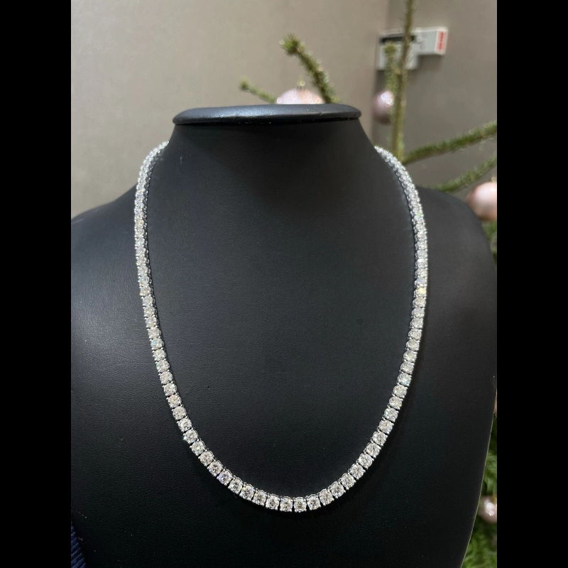 Top Quality- 27.50ct D/VVS Lab Grown Diamond Tennis Necklace, White Gold