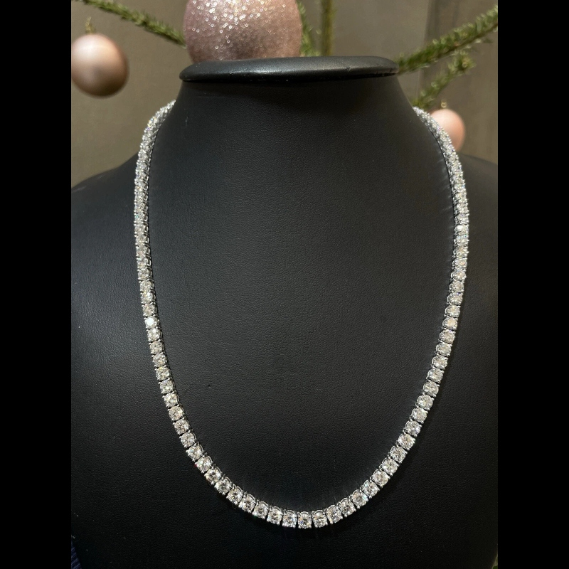 27.50ct D/VVS Lab Grown Diamond Tennis Necklace, White Gold