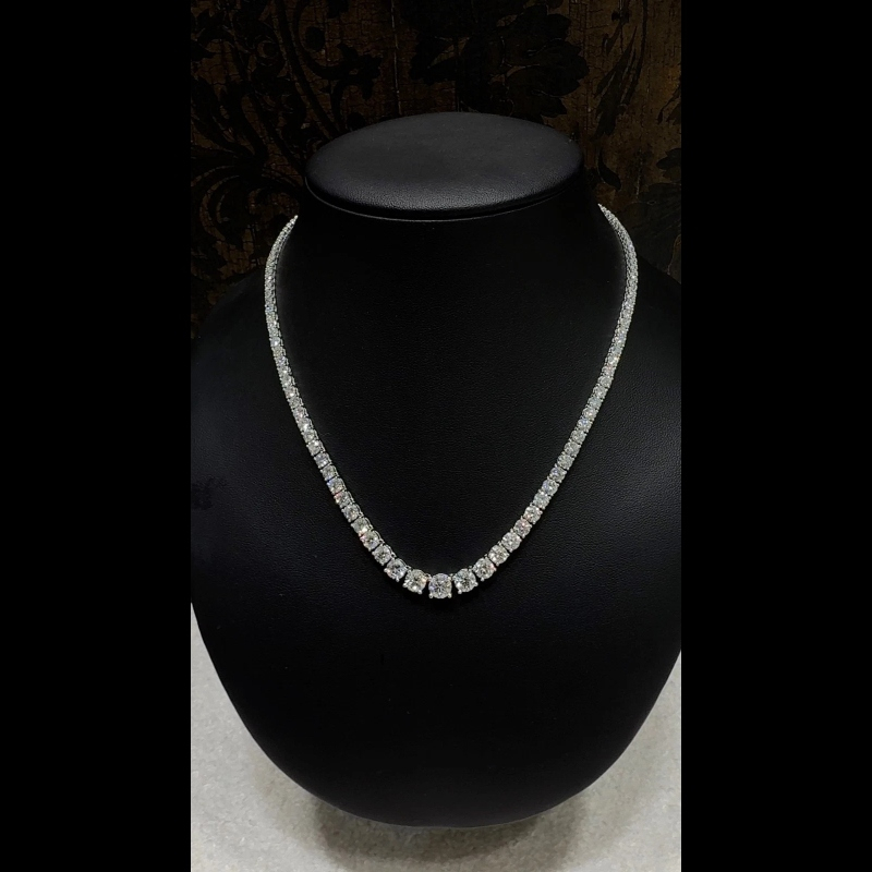 14.61ct D/VVS Lab Grown Diamond Graduated Tennis Necklace, 9k White Gold