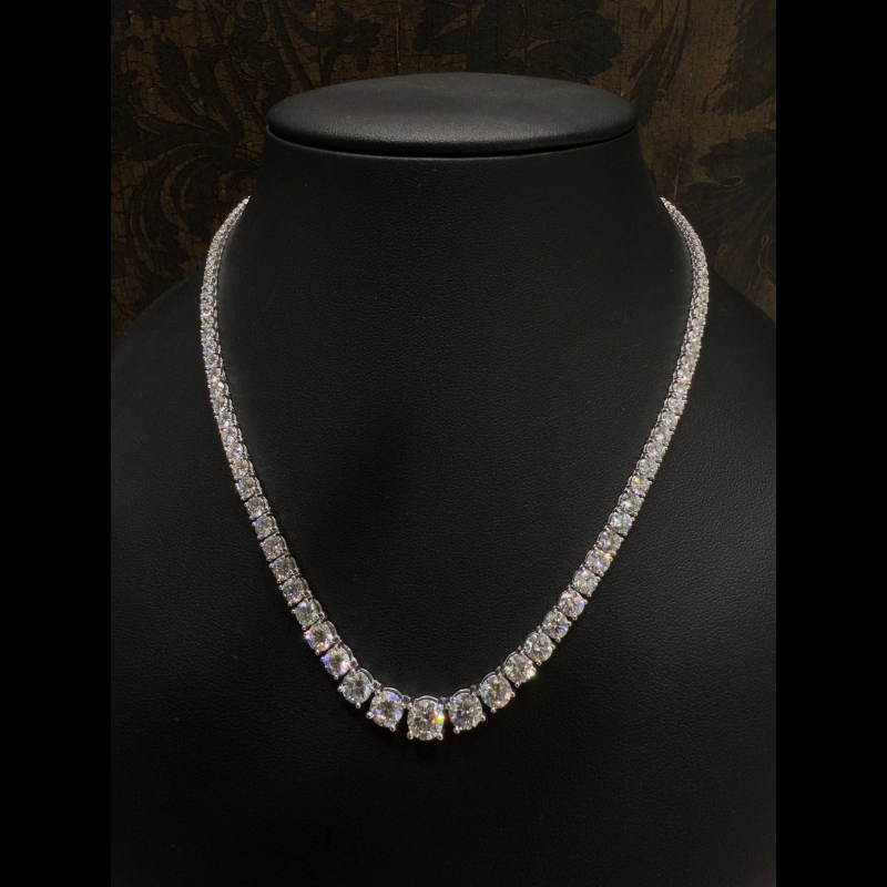 14.61ct D/VVS Lab Grown Diamond Graduated Tennis Necklace, 9k White Gold