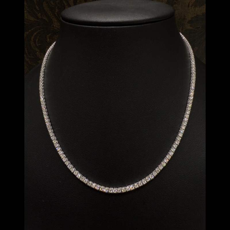7.92ct D/VVS Lab Grown Diamond Tennis Necklace, 9k White Gold