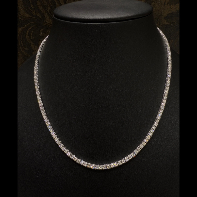 7.92ct D/VVS Lab Grown Diamond Tennis Necklace, 9k White Gold