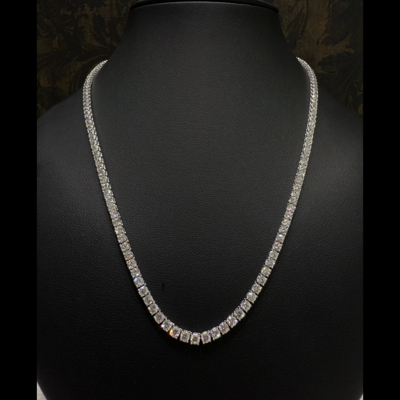 17.9ct D/VVS Lab Grown Diamond Graduated Tennis Necklace, 9k White Gold