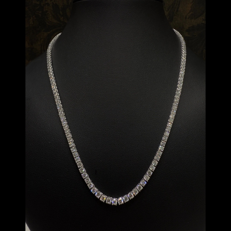 17.9ct D/VVS Lab Grown Diamond Graduated Tennis Necklace, 9k White Gold