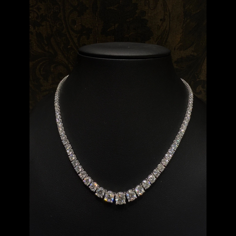 20.43ct D/VVS Lab Grown Diamond Graduated Tennis Necklace, 9k White Gold