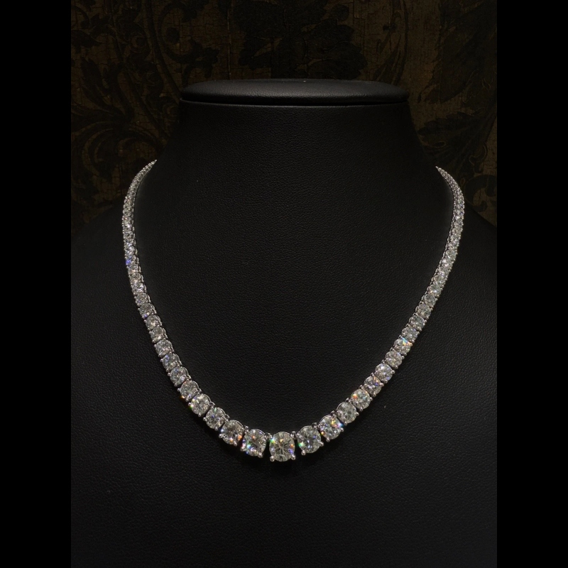 20.43ct D/VVS Lab Grown Diamond Graduated Tennis Necklace, 9k White Gold