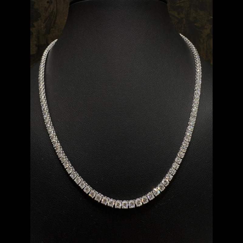 17ct D/VVS Lab Grown Diamond Tennis Necklace, 9k White Gold