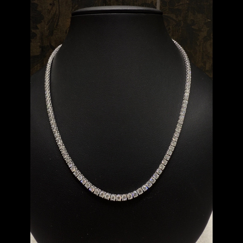 17ct D/VVS Lab Grown Diamond Tennis Necklace, 9k White Gold