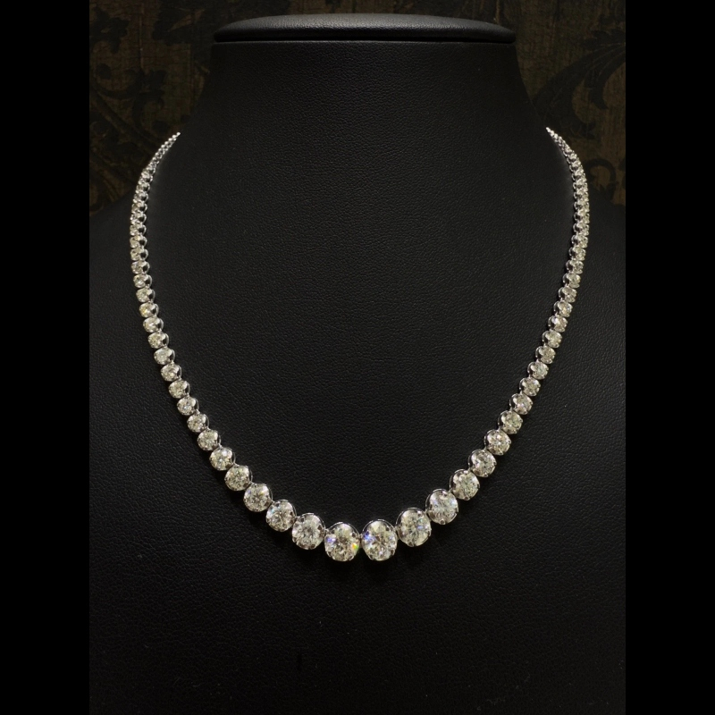 16.23ct Natural Diamond Graduated Tennis Necklace, 18k White Gold