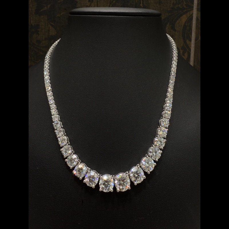 41.99ct D/VVS Lab Grown Diamond Graduated Tennis Necklace, 9k White Gold