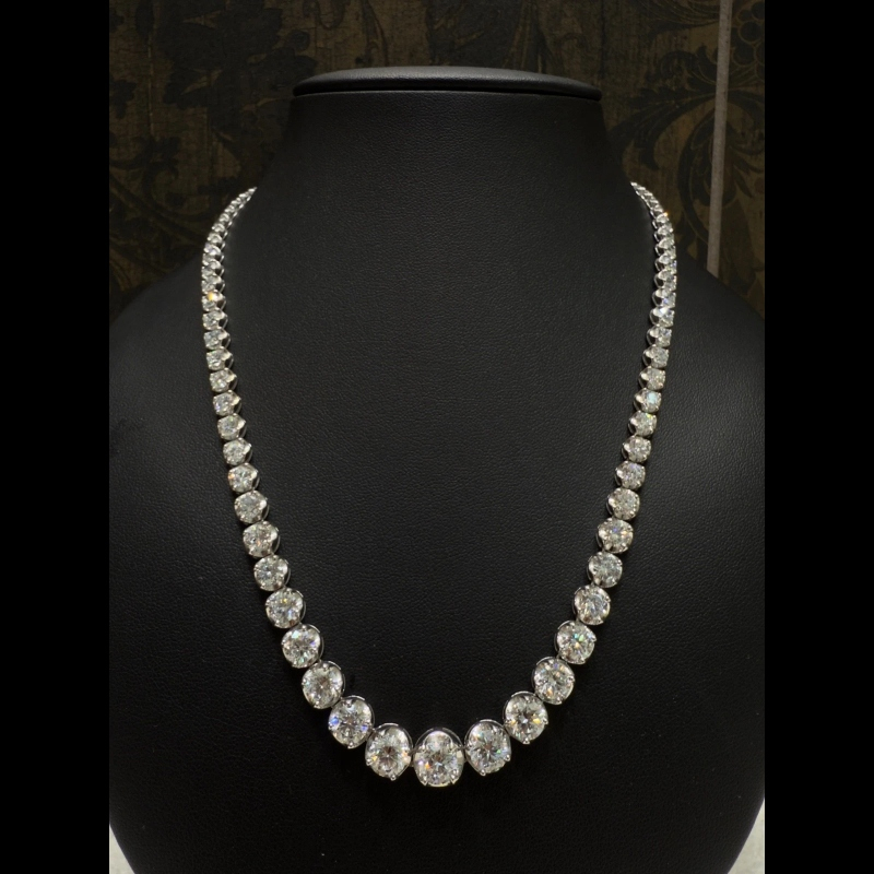 38ct Lab Grown Diamond Graduated Tennis Necklace, 9k White Gold