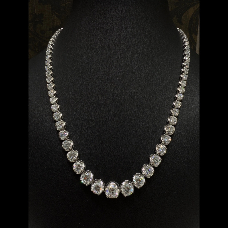 38ct Lab Grown Diamond Graduated Tennis Necklace, 9k White Gold