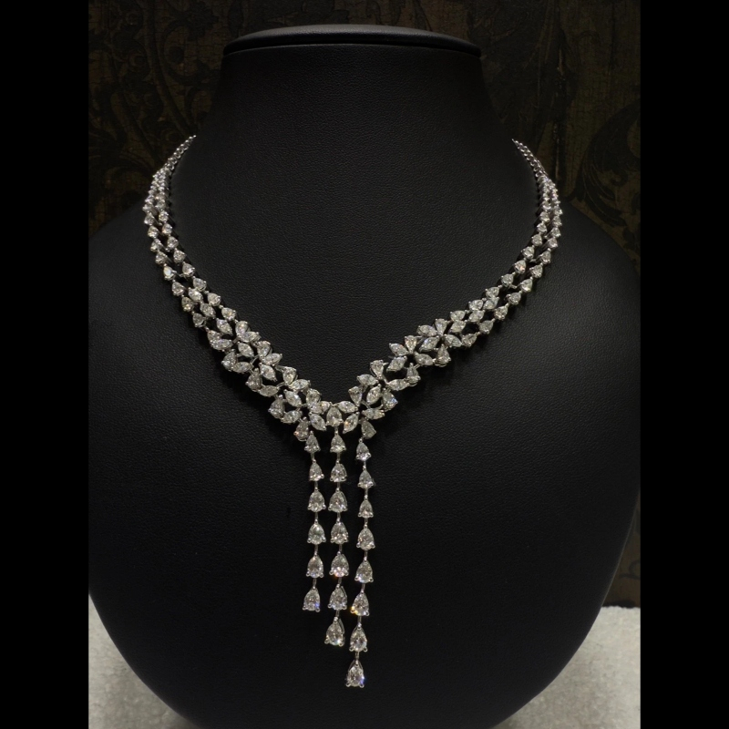 16ct Lab Grown Diamond Necklace, 14k White Gold