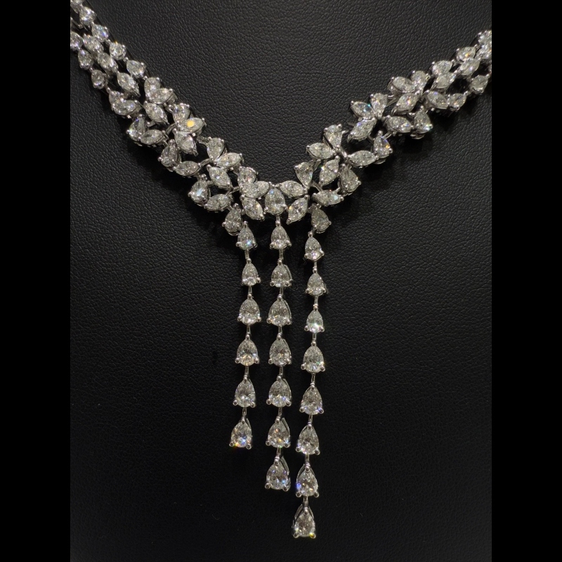 16ct Lab Grown Diamond Necklace, 14k White Gold