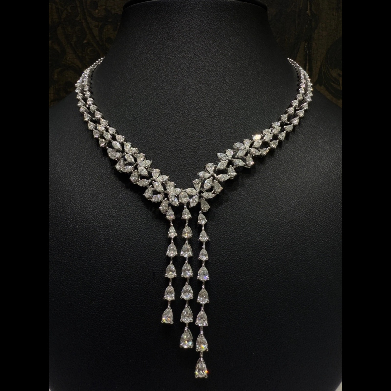 16ct Lab Grown Diamond Necklace, 14k White Gold